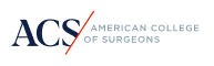 ACS logo with the text "American College of Surgeons" in blue and gray, with a diagonal red line separating the initials from the full name.