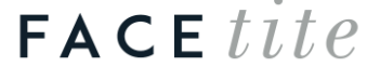The image displays the word "FACETite" with "FACE" in bold black font and "tite" in light gray italic font.