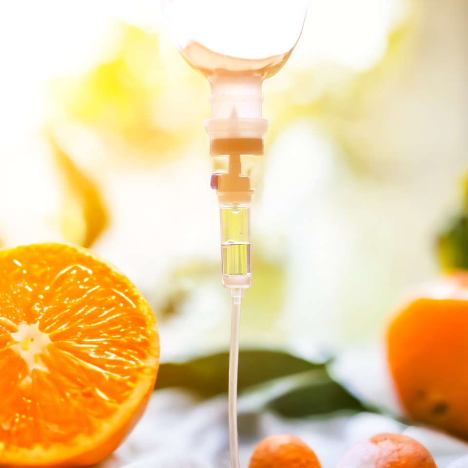 Natural vitamin nutriention iv drip therapy drug treatment concept.doctor use treatment patient loss nutrition and chemotherapy drug treatment cancer concept.